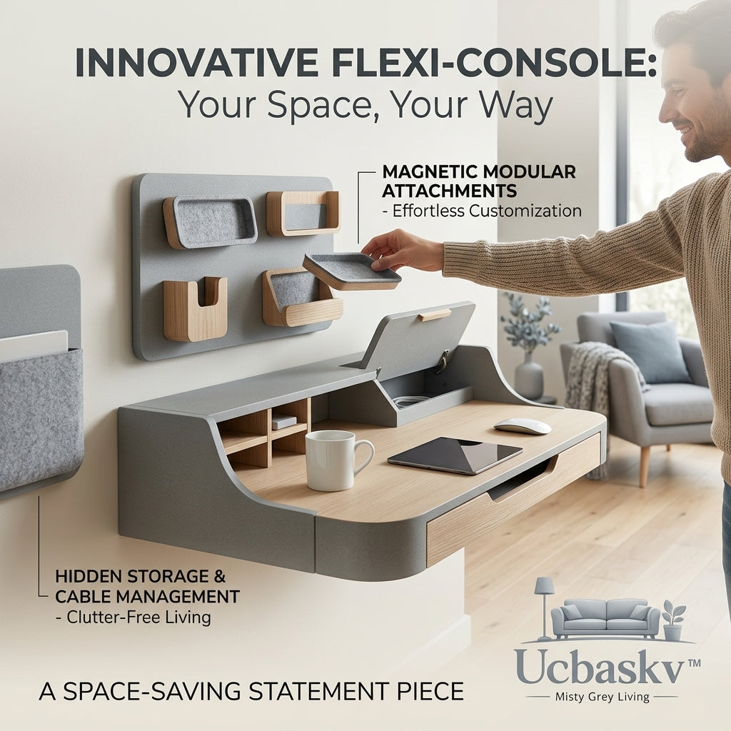 Ucbaskv™ Floating Wall Mounted Desk with Magnetic Organizer Board, Space-Saving Modern Writing Console with Hidden Cable Management & Storage Drawer, Minimalist Home Office Workstation for Small Spaces